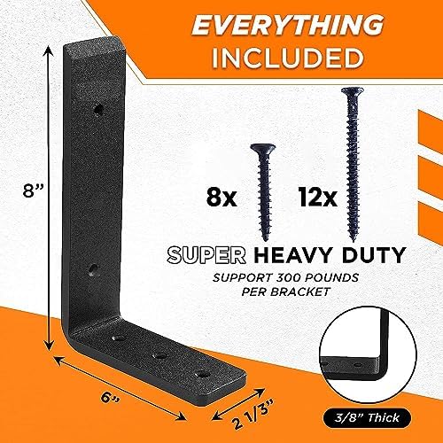 BATODA 8” Countertop Support Steel Brackets, Heavy Duty L Bracket - Image 2