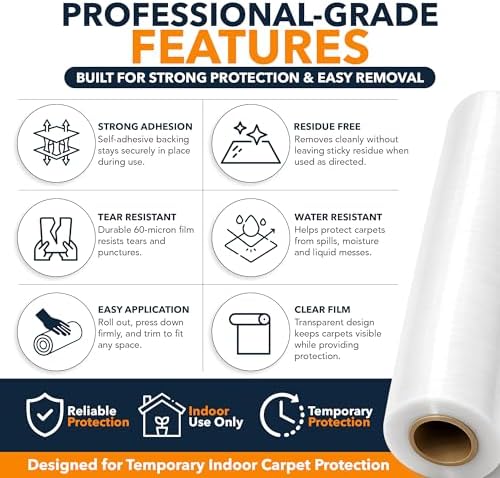 Carpet Protection Film 24" x 200 ft, Durable Temporary Stair Carpet Protector - Image 5