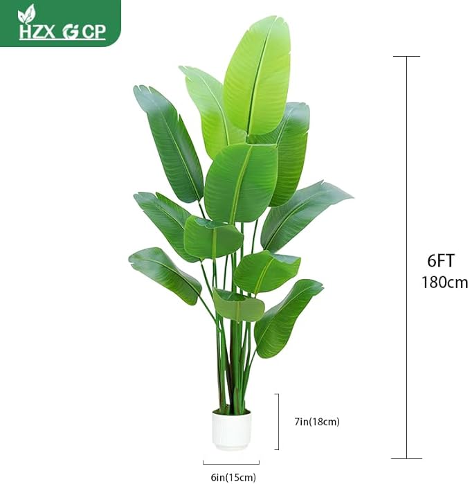 Bird of Paradise Plant Artificial 6ft, Faux Plants Indoor Tall - Image 2