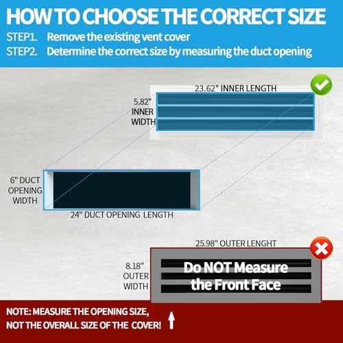 24x6 Modern AC Vent Cover, Decorative Air Vent Register Grille - Image 3