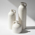 White Polka Dot Vase Set of 3, Ribbed Jugs by CheeryStow