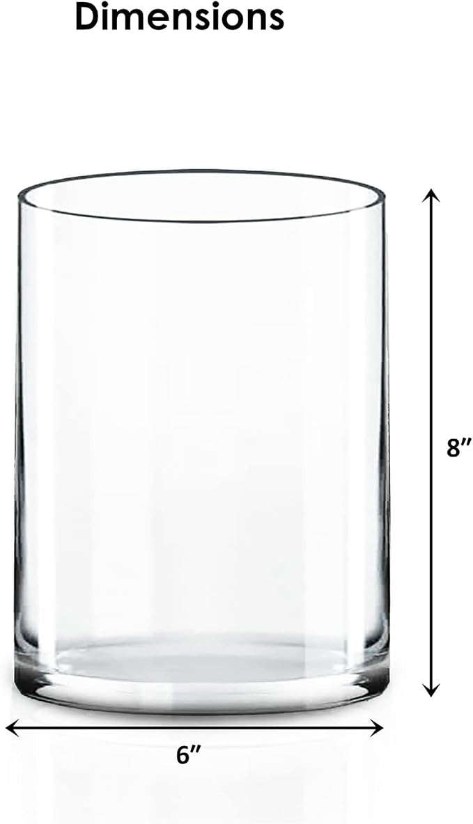 CYS EXCEL Cylinder Clear Glass Vase | Multiple Size Choices Glass Flower Vase - Image 2