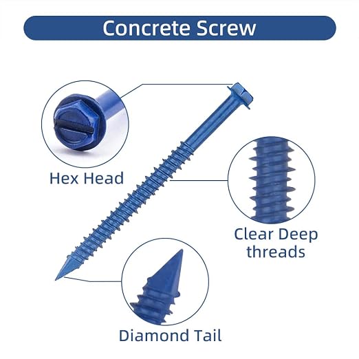 60Pcs 3/16" x2-1/4 Concrete Screws - Image 3