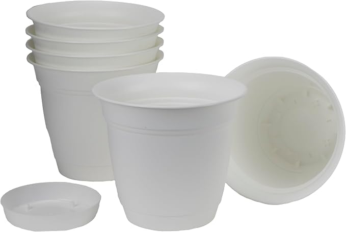 The HC Companies Eclipse Round Planter Pot, 8 Inch, Attached Saucer, Drainage by TheHCCompanies