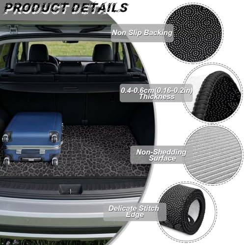 Black Leopard Print Universal Car Trunk Mat, Waterproof Liner - Image 6