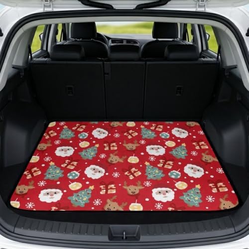 Red Holiday Pattern Trunk Mat Universal Waterproof Cargo Liner by Unknown