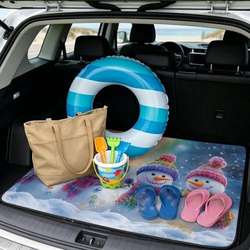 Blue Rainbow Snowmen Friendly Trunk Mat 29"x39" - Image 2