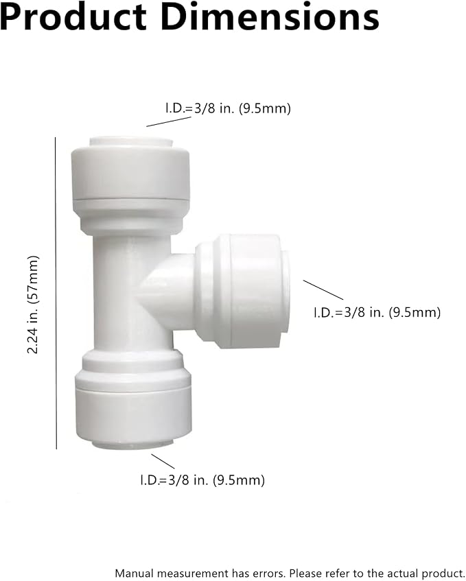 3/8 inch Tee Connector Push to Connect Fittings Plastic Quick Fitting - Image 2