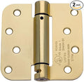 Dynasty 4" Spring Door Hinge, 5/8" Radius, Satin Brass, 5/8" Radius Corners by DynastyHardware