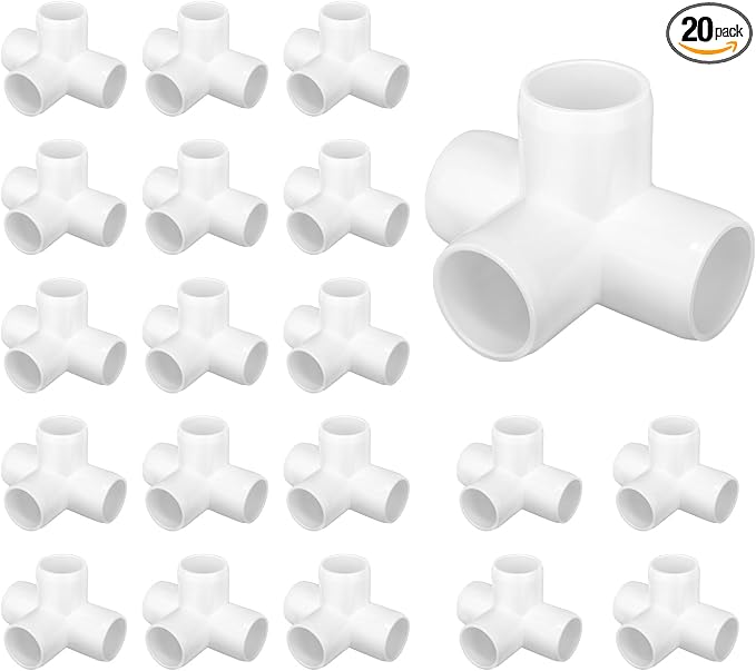 20 Pack 4 Way PVC Fittings 1/2 Inch, Furniture Grade Pipe Elbow Connector by TianTianUp