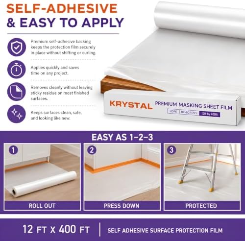 Self Adhesive Surface Protection Film 12 ft x 400 ft, Plastic Sheeting - Image 6