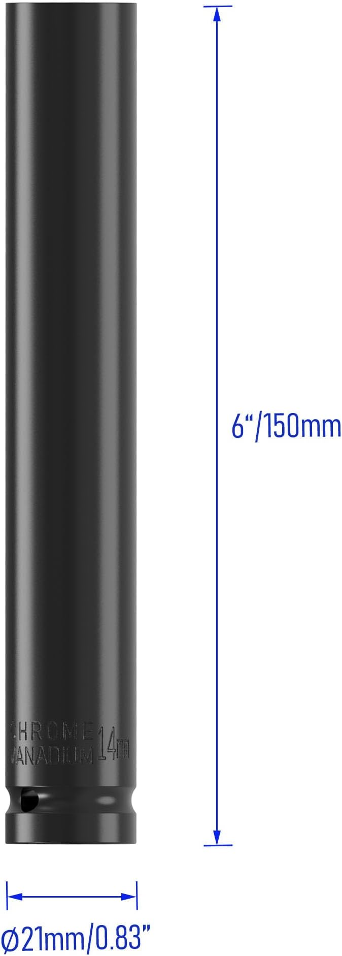 1/2" Drive 14mm Socket Accessory Set, 6 Inch Length | Deep 6-Point Impact - Image 3