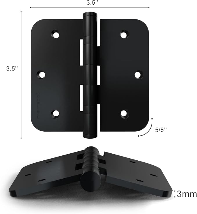 goldenwarm 3 Pack Ball Bearing Hinges Matte Black Door Hinges 3.5in*3.5in - Image 2