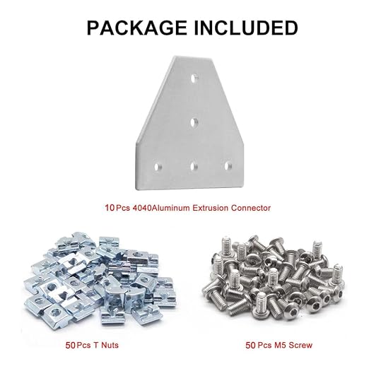 10pcs 4040 Corner Bracket T Joint Plate Connector Silver | T Slot Hardware V - Image 3