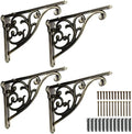 Shelf Brackets 10 Inch 4 Pack Heavy Duty Brushed Antique Brass Wall Bracket by khtumeware