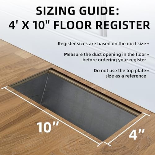 4 x 10 Floor Register, 3 Pack Black Steel Floor Vent Covers - Image 2