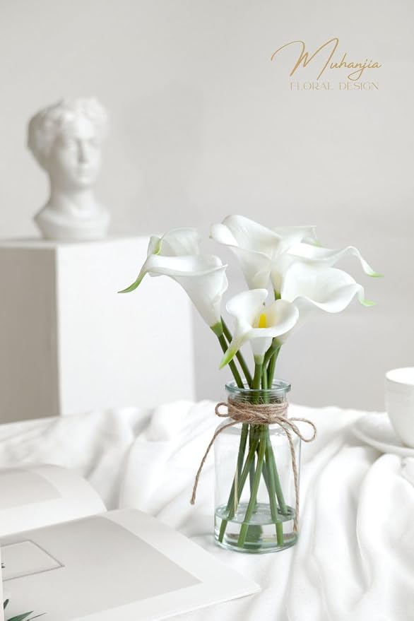 Muhanjia Artificial Flowers Calla Lily in Glass Vase - Image 3