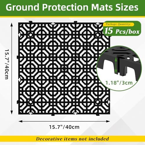 15 Pcs 15.7" x 15.7" Heavy Duty Ground Protection Mats, Interlocking Non-Slip - Image 2