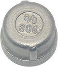 3/8" Cap, NPT Female Threaded Cast Pipe Fitting, Stainless Steel 304 by Megairon