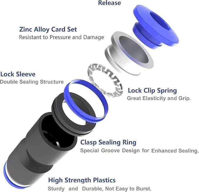 3/16 inch Air Hose T Connector Plastic Pneumatic Quick Push to Connect Tee - Image 3