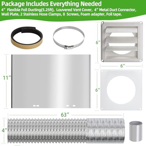 4 Inch Dryer Vent Kit with Hose/Duct Connector/Wall Plate, 9ps Duct Vent Kit - Image 3
