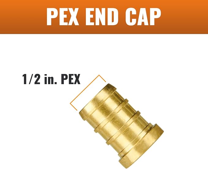 6-Pack 1/2 Inch PEX Plug End Cap Fittings | Brass - Image 2