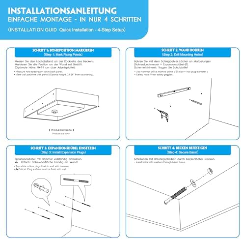 35'' Wall Mount Sink, Artificial Stone Bathroom Sink, Single Hole - Image 7