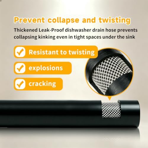 Kitchen Dishwasher Discharge Hose 8.2 FT Rubber Universal Replacement - Image 4