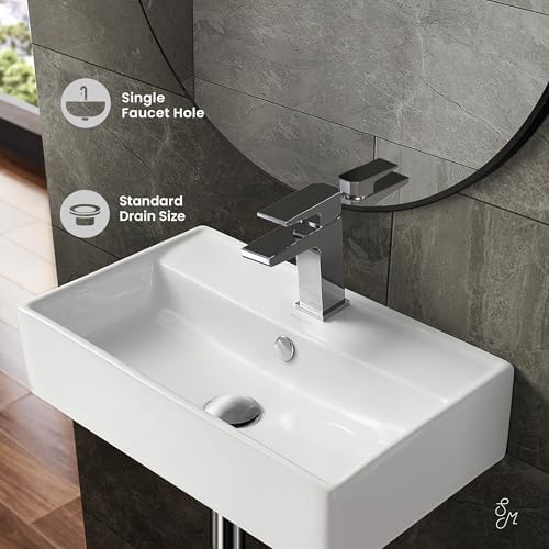 Claire 22" Rectangle Wall Mount Bathroom Sink in Glossy White - Image 5