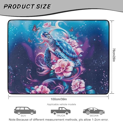 Pink Flower Turtle Universal Cargo Liner Gardening Trunk Mat Waterproof Cargo - Image 7