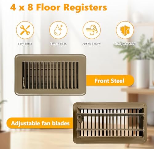4 Pack Floor Vent Covers, Floor Register 4" x 8", Adjustable Decorative Vent - Image 3