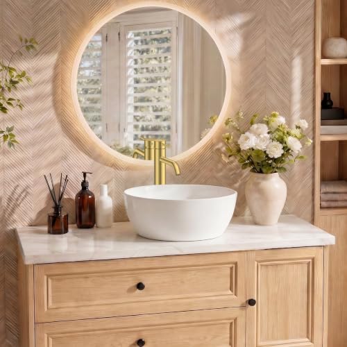 FORIOUS Vessel Tall Bathroom Faucet 1 Hole Brushed Gold Single Handle - Image 7
