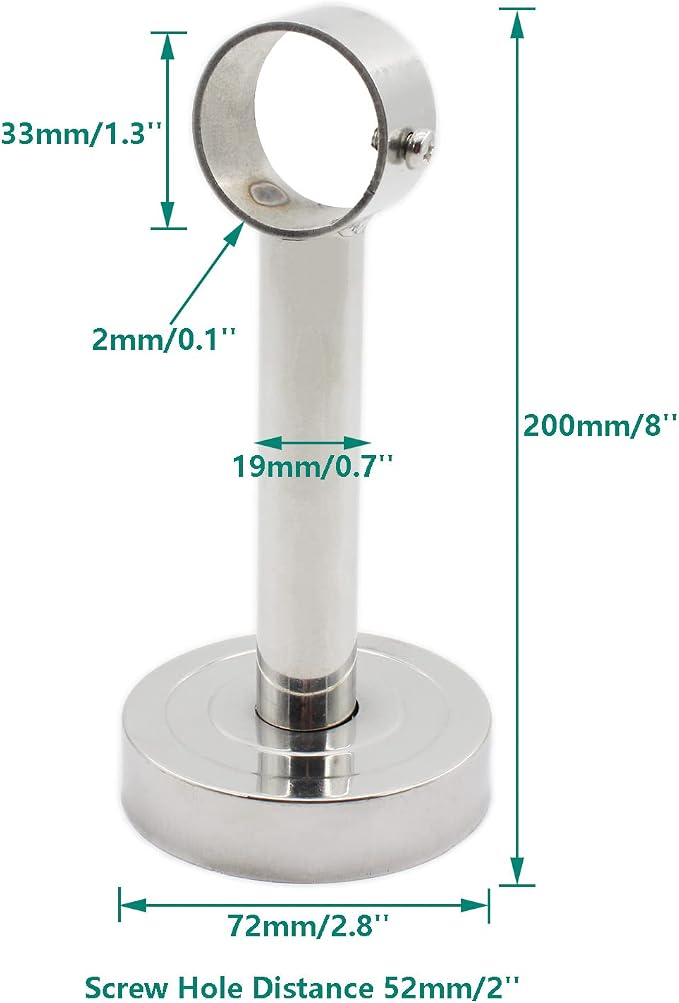2 Pack Ceiling Mount Bracket, Stainless Steel Wardrobe Pipe Bracket Rod Holder - Image 2