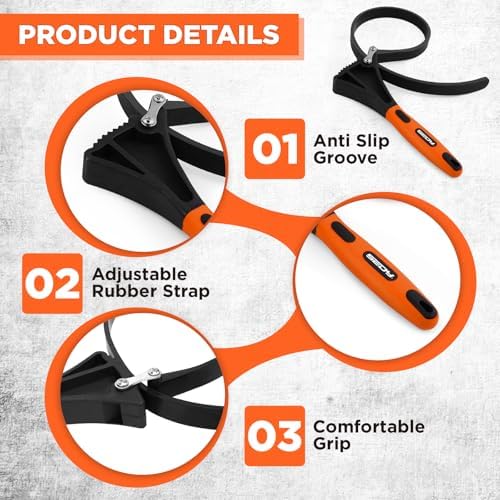 2-Piece Strap Wrench Set, Adjustable Rubber Oil Filter Wrench Max Diameter 4" - Image 4