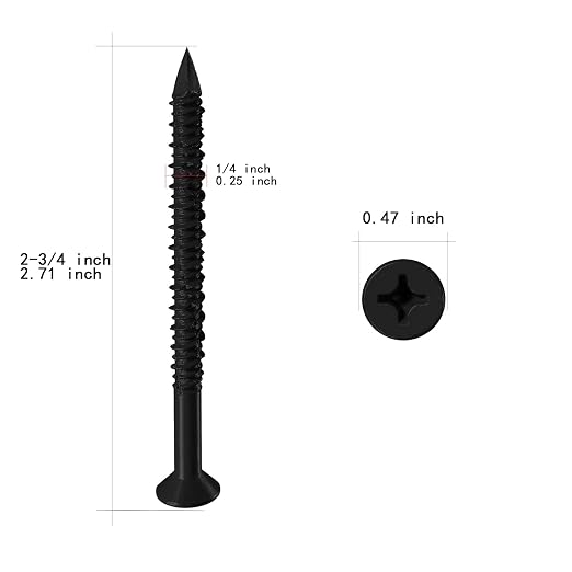 WenSilon 1/4" x2-3/4 Black Concrete Screw Anchor Black Flat Head - Image 2