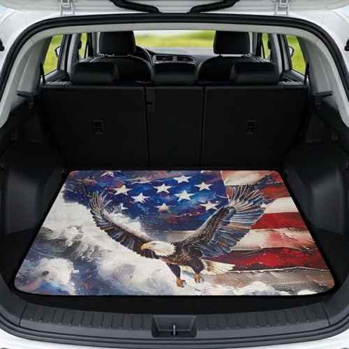 ELEQIN Car Trunk Mat, All Weather Cargo Liner Trunk Protection, American Flag by ELEQIN