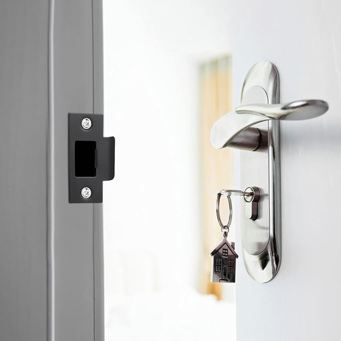 4pcs Door Strike Plate Black 2-3/4“ Deadbolt Strike Plate, Replacement Door - Image 2