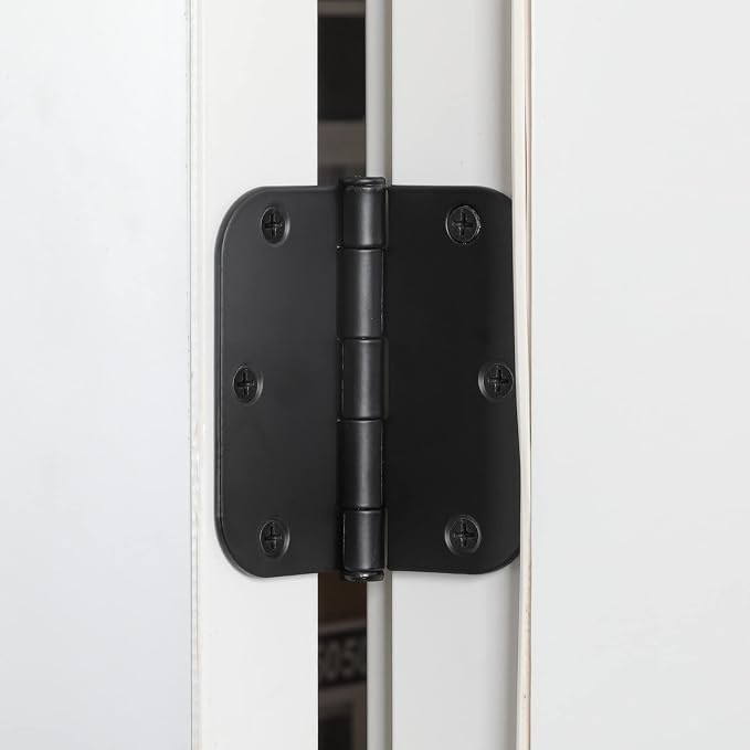 3.5 Inch Interior Door Hinges, 5/8 Inch Radius, Matte Black, 3 Pack | - Image 9
