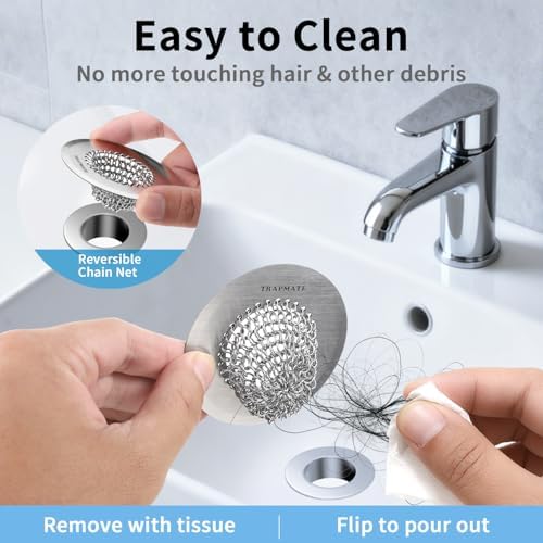 TRAPMATE Bathtub Stopper Drain Strainer Kit, Easy Clean Tub Shower Drain Hair - Image 6