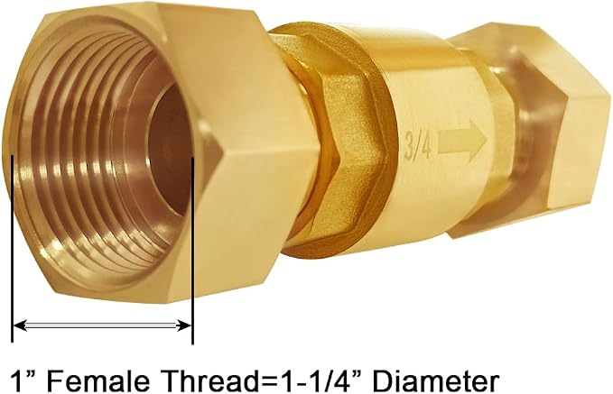 Joywayus Brass Check Valve 1" NPT Thread Female One Way Backflow Preventer - Image 3