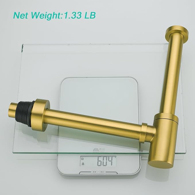 Brass Round Bottle P-Trap 1 1/4, Adjustable Basin Sink Waste Drain Trap Kit - Image 8