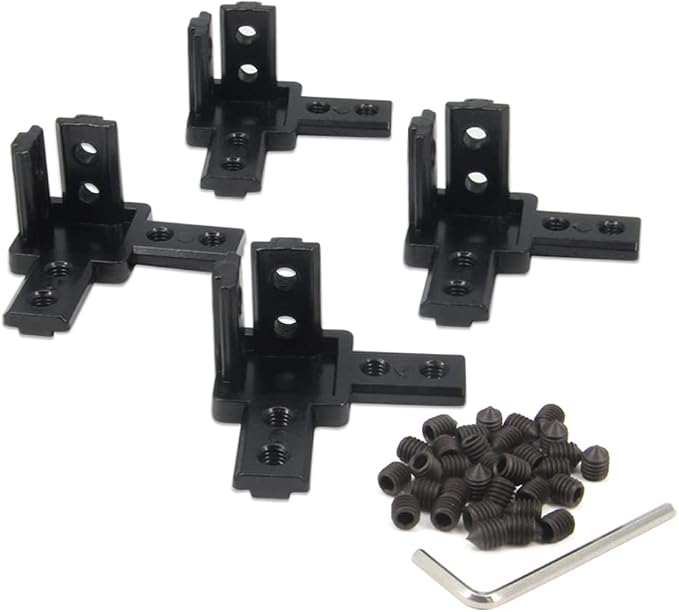 4PCS Black 3-Way End Corner Bracket Connector by Befenybay