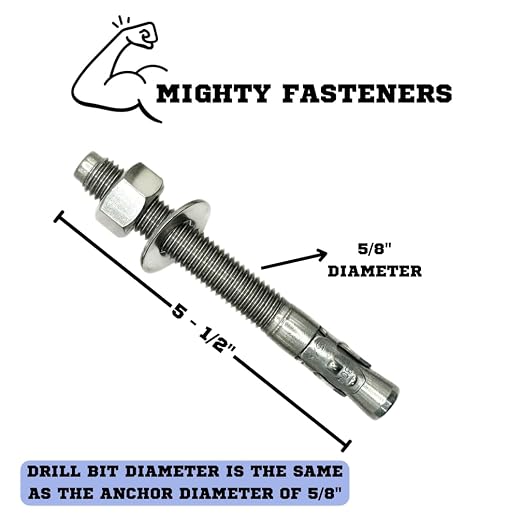 Mighty Fasteners Wedge Anchors – Heavy-Duty 304 Stainless Steel Expansion Bolts - Image 4
