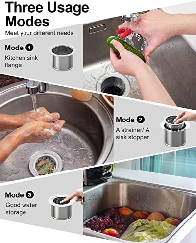 BOTEMY Extended Garbage Disposal Flange Basket Strainer Stopper, Deep 304 - Image 5