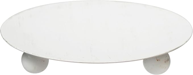 Hosley Set of 2 Whitewashed Iron Pillar Candle Holder Plates – 4-Inch - Image 7