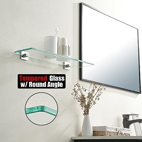JQK Bathroom Glass Shelf, Floating Tempered Glass Shower Storage 20 by 5 inches - Image 6