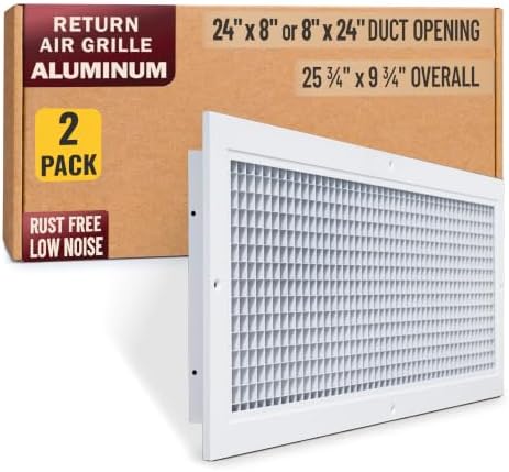 Fits 24x8 and 8x24 Duct Opening | Aluminum Eggcrate Return Air Grille | Low by Handua