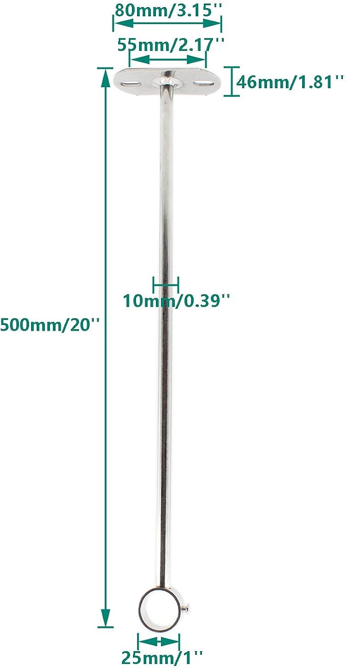 2 Pack Ceiling Mount Bracket, Stainless Steel Wardrobe Pipe Bracket Rod Holder - Image 2