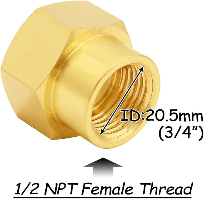 Uenede Brass 1/2" NPT Female to 3/4" NPT Female Reducer Adapter - Image 3