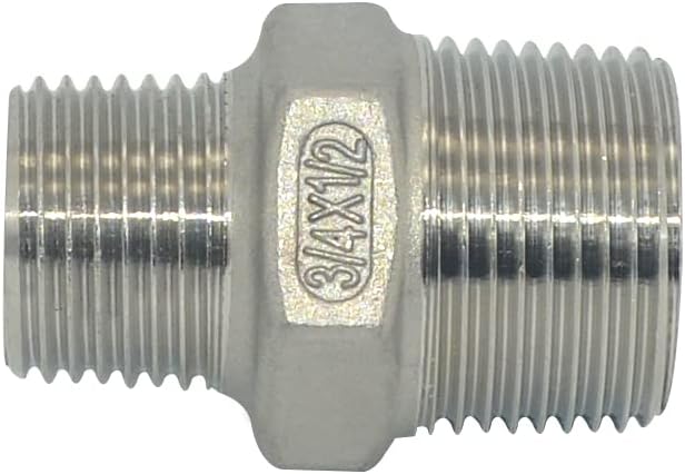 3/4" x 1/2" Male Threaded Reducing Nipple Fitting/Adapter, SS304 Stainless - Image 2